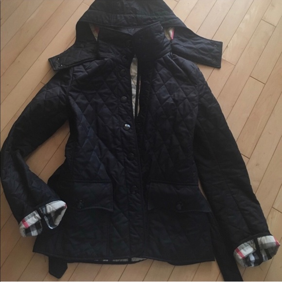 Burberry Jackets & Blazers - Burberry Quilted Black Jacket with Belt